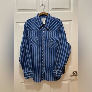 Wrangler Wrancher Mens Shirt Pearl Snap Button Long Sleeve 2X Western